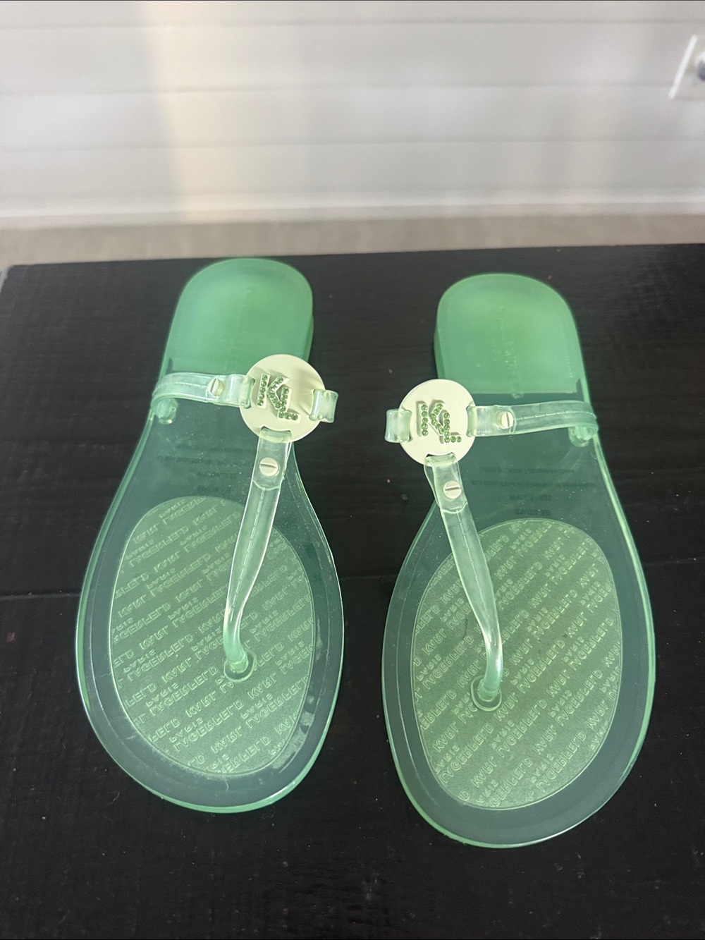 Karl Lagerfeld Translucent Mint Green Jelly Sandals